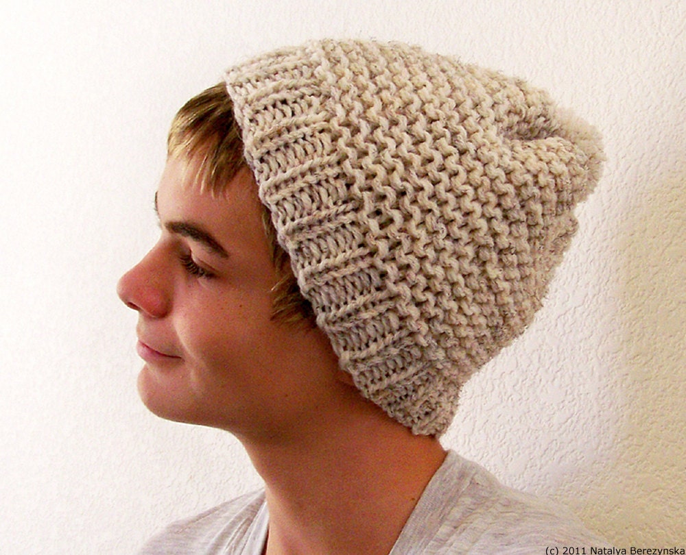 Mens Hat - Mens Beanie - Mens Knit Hat - Knitted Hat - Mens Beanie Hat - Mens Slouchy Beanie - Slouch Beanie - Pom Pom Hat - Fathers Day