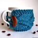 Teal Cup Cozy, Blue Mug Cozy, Coffee Cozy Sleeve, Tea Cup Cozy - Peacock Beach Nautical Water  Summer Aqua - Fathers Day Gift