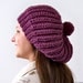 Purple Slouchy Beanie - Oversized Knitted Hat - Pom Pom Hat - Slouchy Hat - Wintter Hat - Berry Plum Grape - Graduation Gift