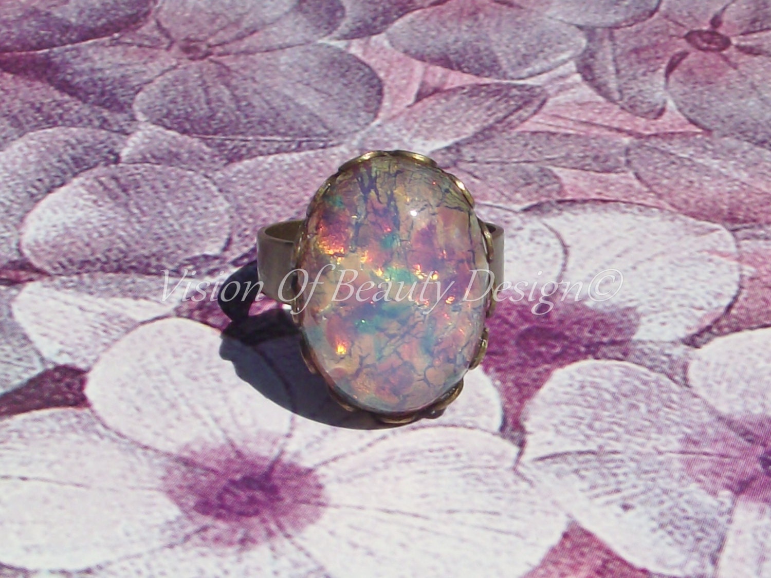 Vintage Fire Opal Adjustable Ring