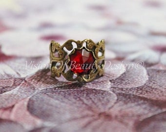 Vintage Style Ruby Filigree Ring
