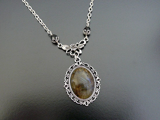 Labradorite Necklace Gothic Jewellery Victorian Wedding Bridal Bride Groom Gemstone Vampire Noir Black Gothic Necklace Jewelry
