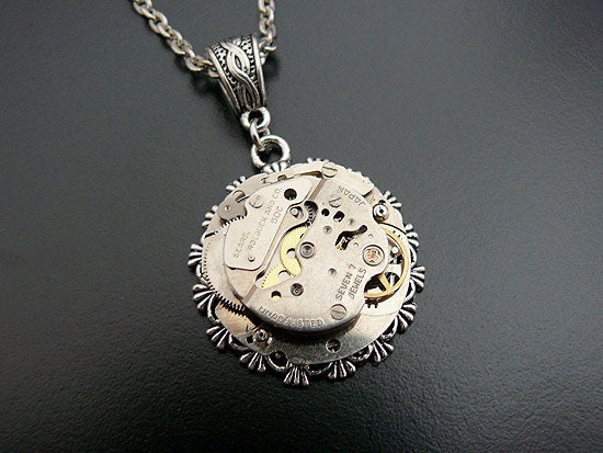 Steampunk Necklace Groom Vintage Watch Movement Noir Vampire Men Women Gothic Necklace Steam Punk Jewellery Jewelry