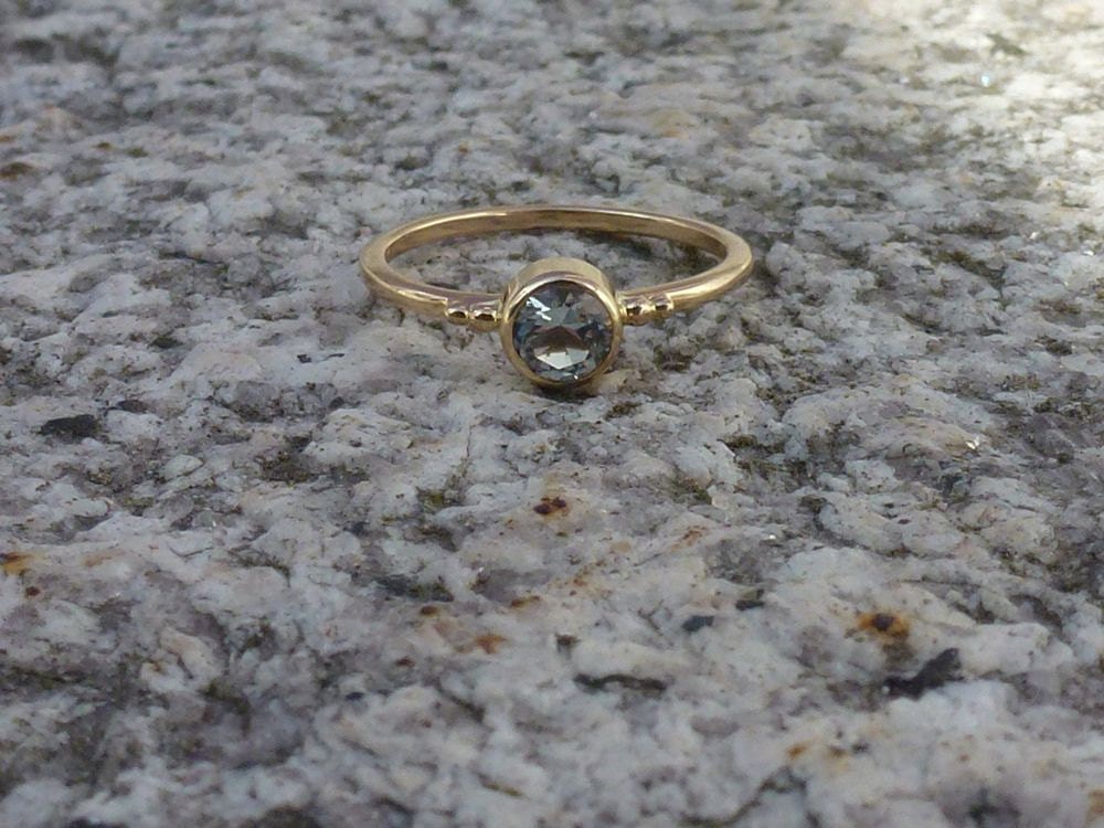 So So Dainty Pale Blue Tourmaline Gold Ring