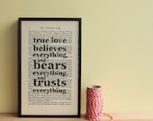 Charles Dickens Romantic Quote on framed vintage book page - true love