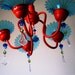 Sale Orange and Aqua Custom 5 arm chandelier MADE TO ORDER