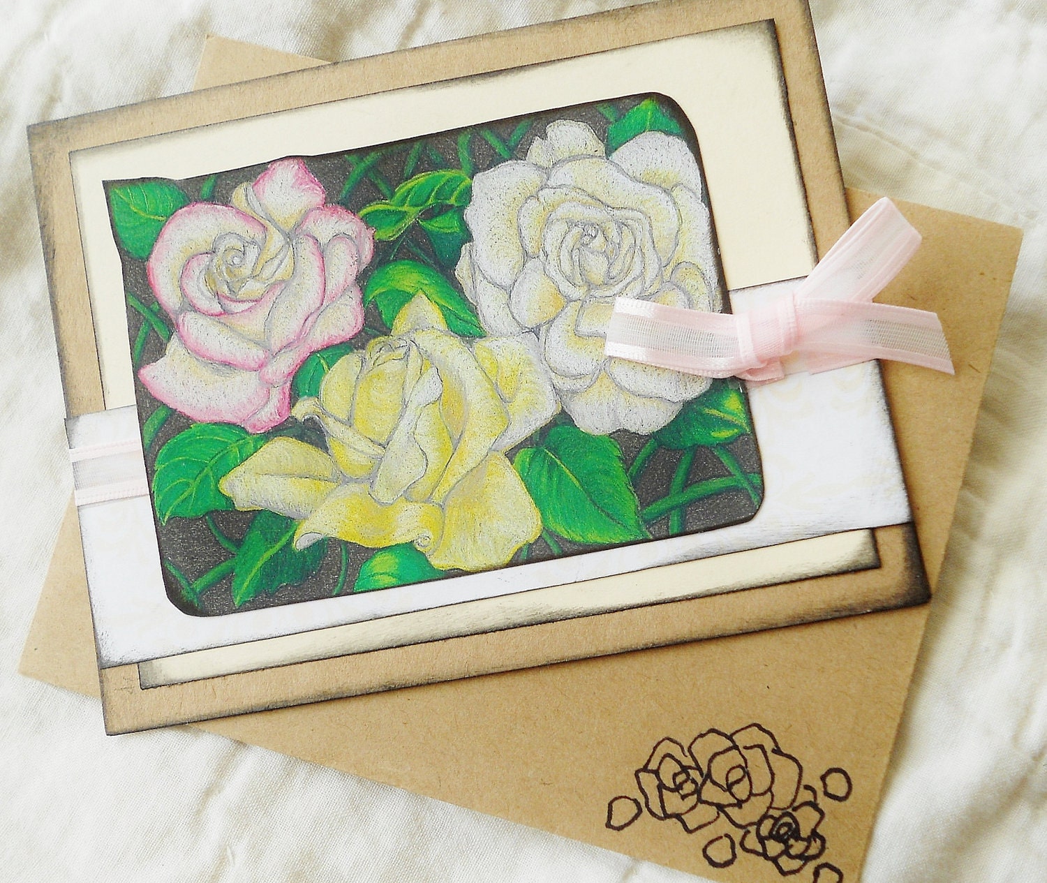 Art Deco Roses Greeting Card