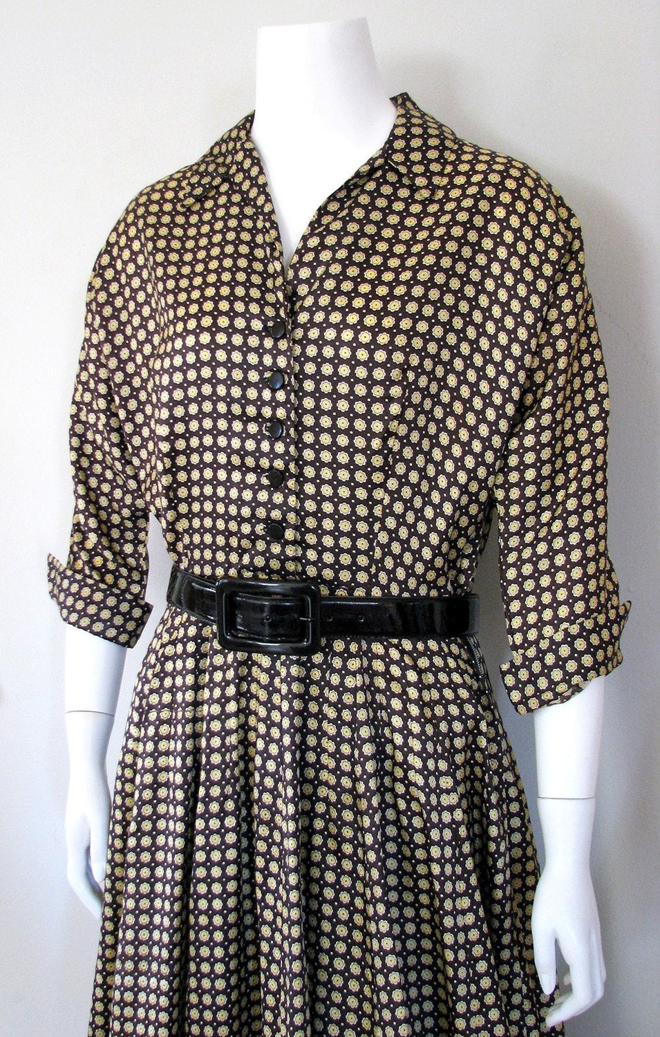 Yellow and Black Vintage Shirtwaist Dress