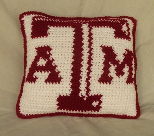 Texas Aggies Throw Pillow -  Crochet Pattern with Color Chart