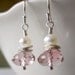 Gemstone Earrings, Pink Mystic Quartz, Freshwater Pearl- Strawberry Field