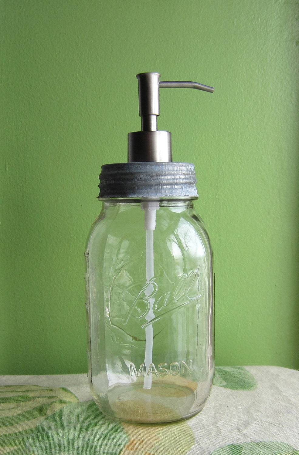 Upcycled Ball Mason Quart Jar Soap Dispenser