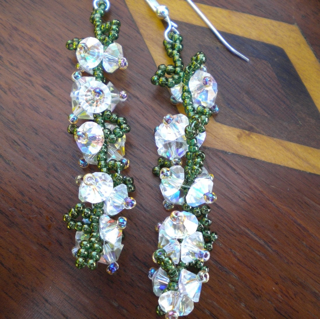 Earrings Crystal Marguerites White Hydrangea