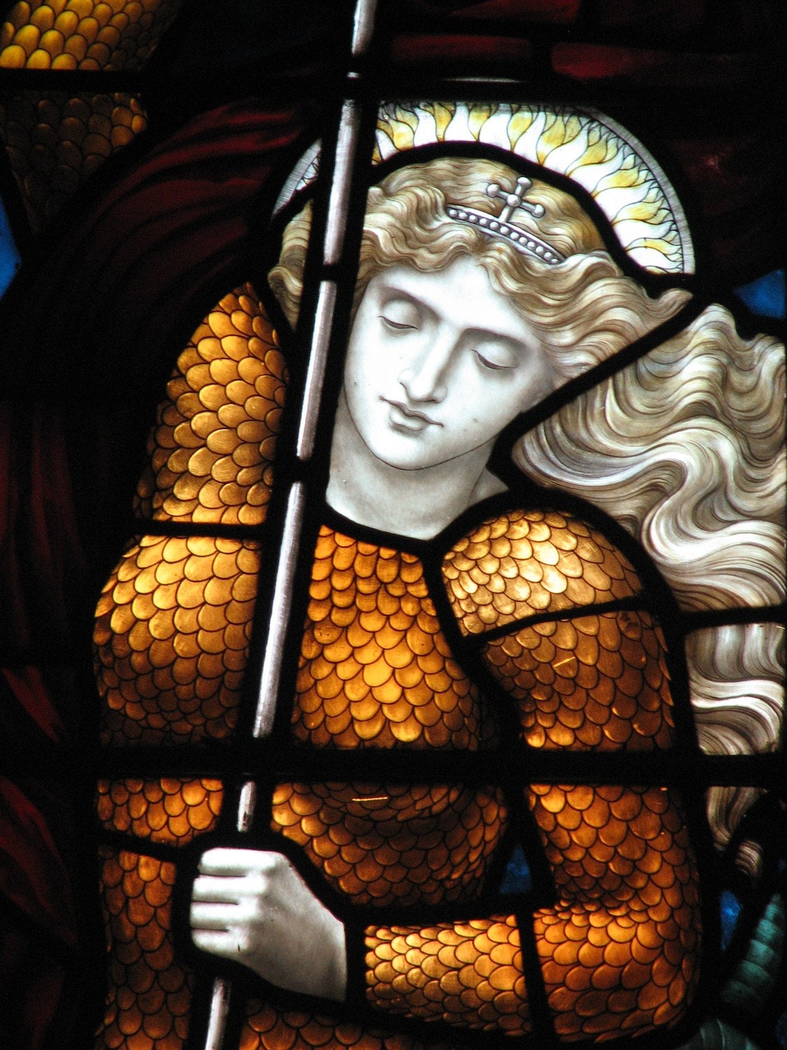 Joan Of Arc - Fine Art Photograph Of Stained Glass Window, French, France, Paris, Wall Art, Print, Home Decor, Orange, Woman, Gift