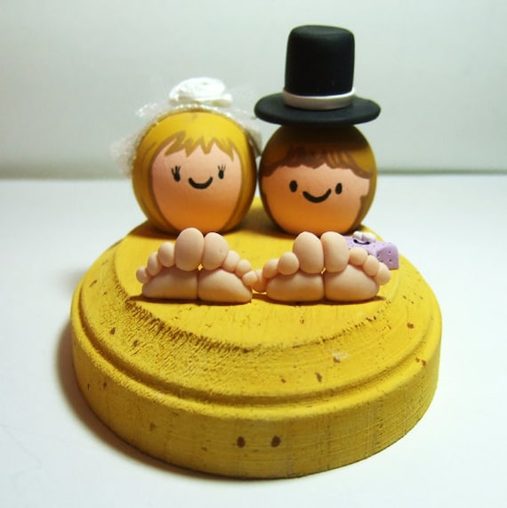 CUSTOM Wedding Cake Topper - Beach Bride & Groom in the Sand