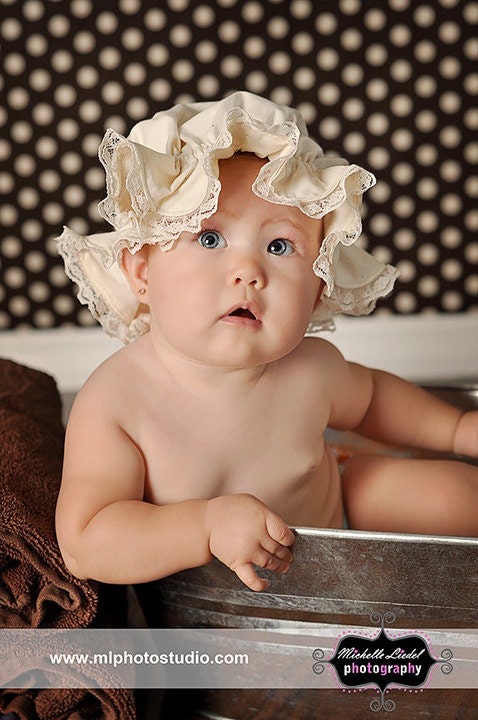 Infant's  Lace Trimmed Mop Cap