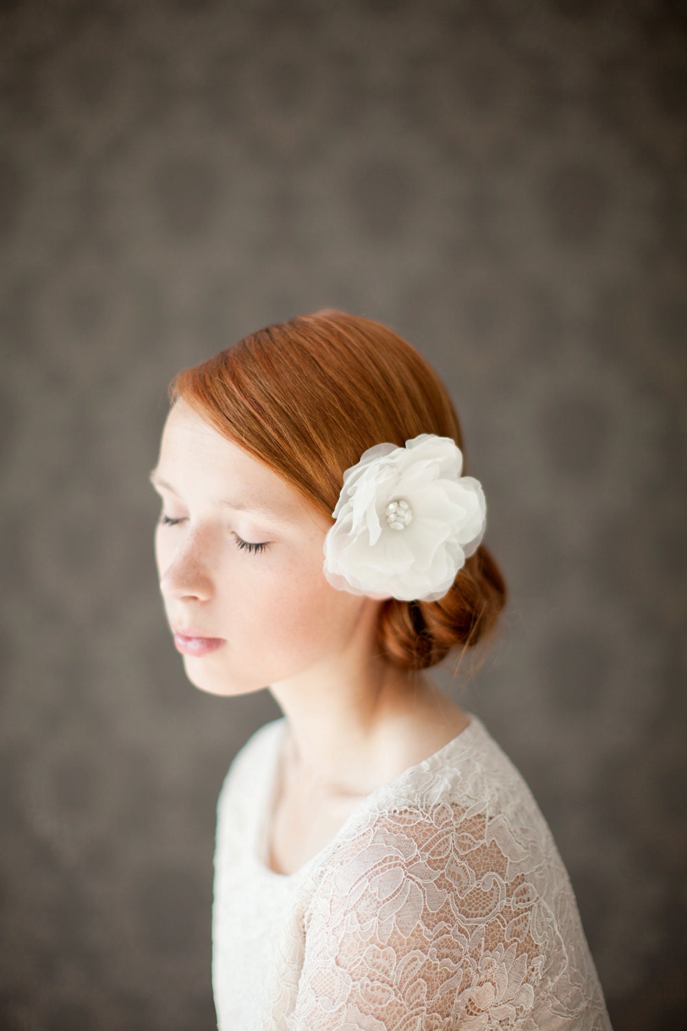 Wedding, Bridal Fascinator, Head Piece, Floral Hair Piece, Wedding Hair Accessory, Hair Flower,  ivory - Rose
