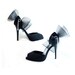 Sexy Stiletto High Heels Black Platforms with Huge Vintage Crin Bows and Rhinestones // LBD Costuming Prom //  4 1/2 Inch Heel // Size 8M //