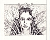 Sketch for Lady of the Rainbow Chard original drawing - Free U.S. shipping