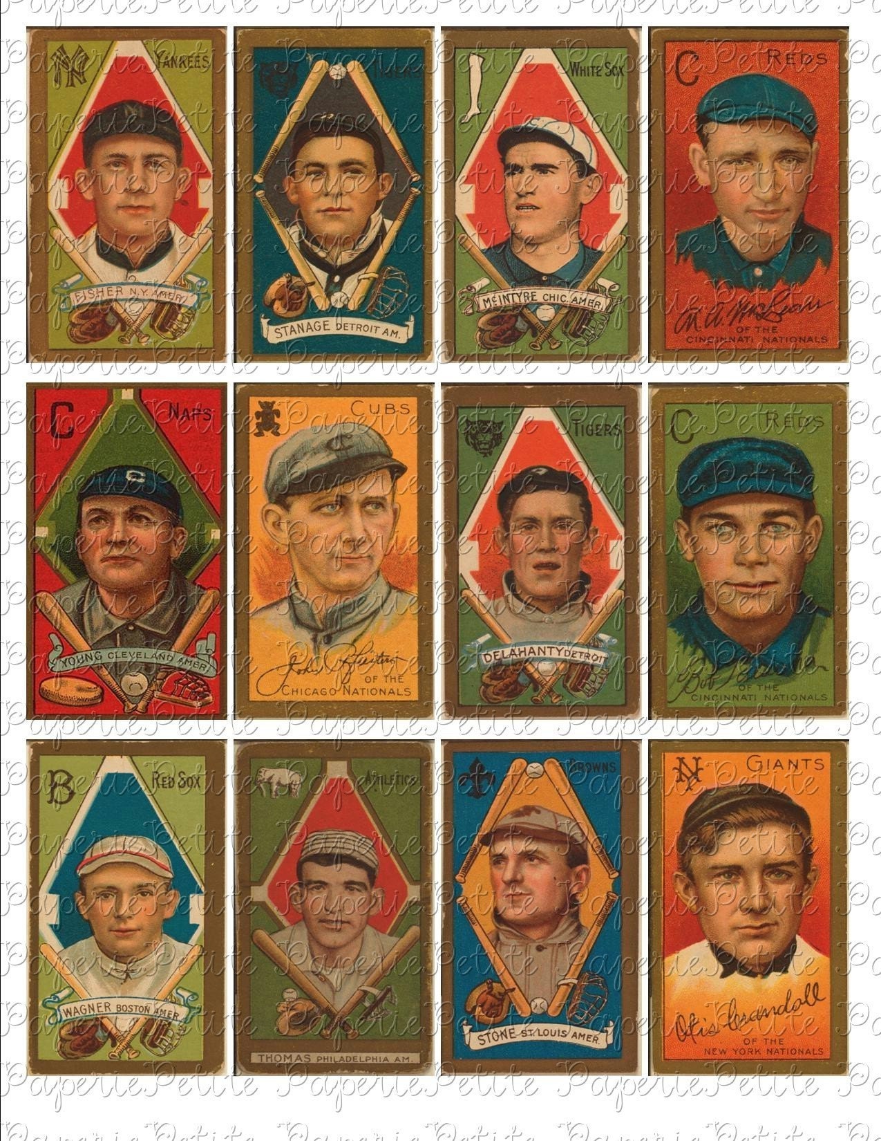 Vintage Baseball Cards Digital Download Collage Sheet C