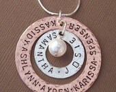 Hand Stamped SURROUNDED by LOVE Copper and Sterling necklace great for  GRANDMA  or mom of many