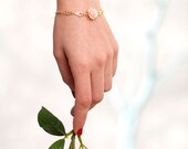 Gold Wedding Jewelry Charm bracelet Shabby chic wedding - Blush rose  Bracelet Bridesmaids Bracelet - Bridesmaid Gift