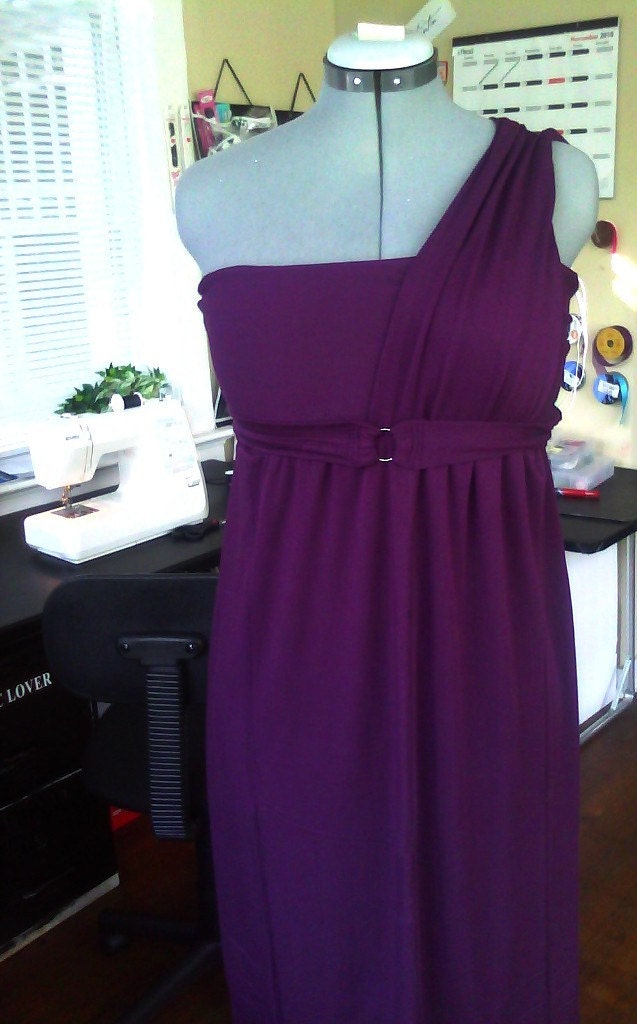 CUSTOM MADE Greek style multi funtional one shoulder knee length dress