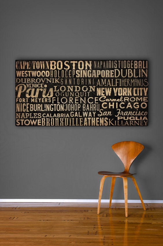 Custom - MADE To ORDER Typographic Wall Art Gallery Wrapped Canvas SIGNED 24x48x1.5 inches Wedding Anniversary Gift