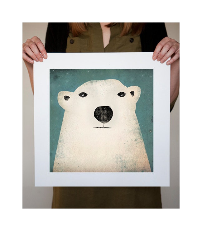 Polar Bear GRAPHIC ART Illustration 12x12 giclee print SIGNED