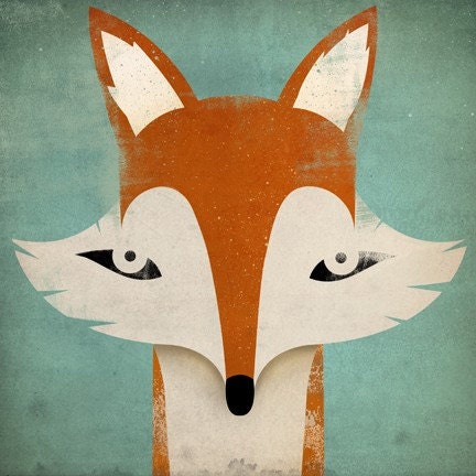 Mister Fox GRAPHIC ART Illustration 7x7 giclee print SIGNED