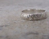 Silver Floral Ring Silver Wedding Ring Wedding Band