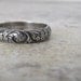 Floral Pattern Ring Silver Band Antiqued Bouquet