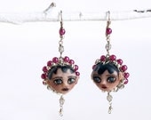 sale - art doll miniature cameo earrings - Love n Lust - by KarolinFelix and Whobyfire - unique