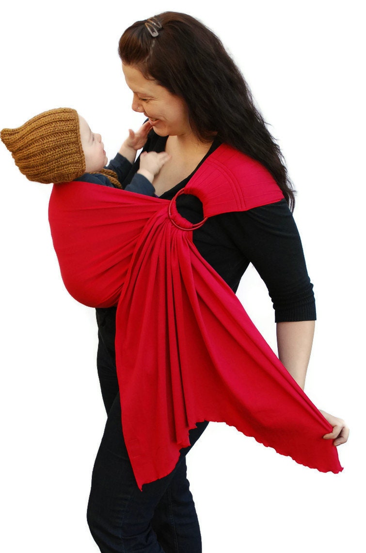 Newborn Baby Carrier Ring Sling BabySoft stretch in True Red - Made to Order