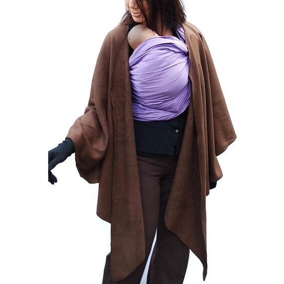 Buy maternity outerwear - Maternity Coat Fleece Poncho Jacket Babywearing Wrapping Poncho Cocoa Brown - several colors in shop