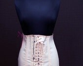 Vintage Peach Salmon Corset "Pick a Posy" Pink Lace Up Girdle