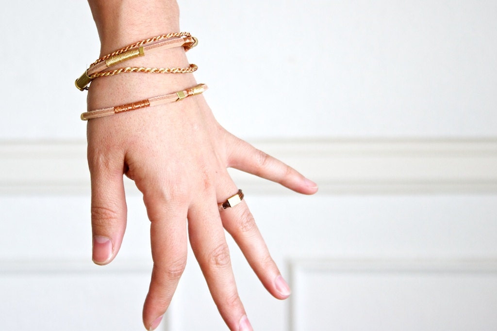Brass & Copper Fiber Bangle - Nebula collection