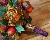 Faux Fruit Wedding Bouquet - Winery Vintage Wedding Bridal Bouquet