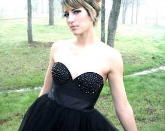 Black on Black Rhinestone Bustier Custom Size MADE TO ORDER