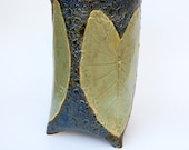 Ceramic Elephant Ear Leaf Vase on tripod feet or Utensil Holder Ready to Ship