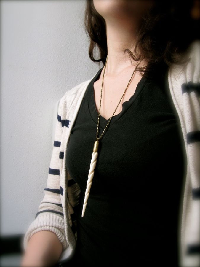 Carved Bone & Bullet Pendant