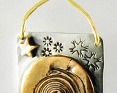 Tribal Heavenly Spirit Amulet Necklace- Sterling Silver and Kiln Fired Bronze