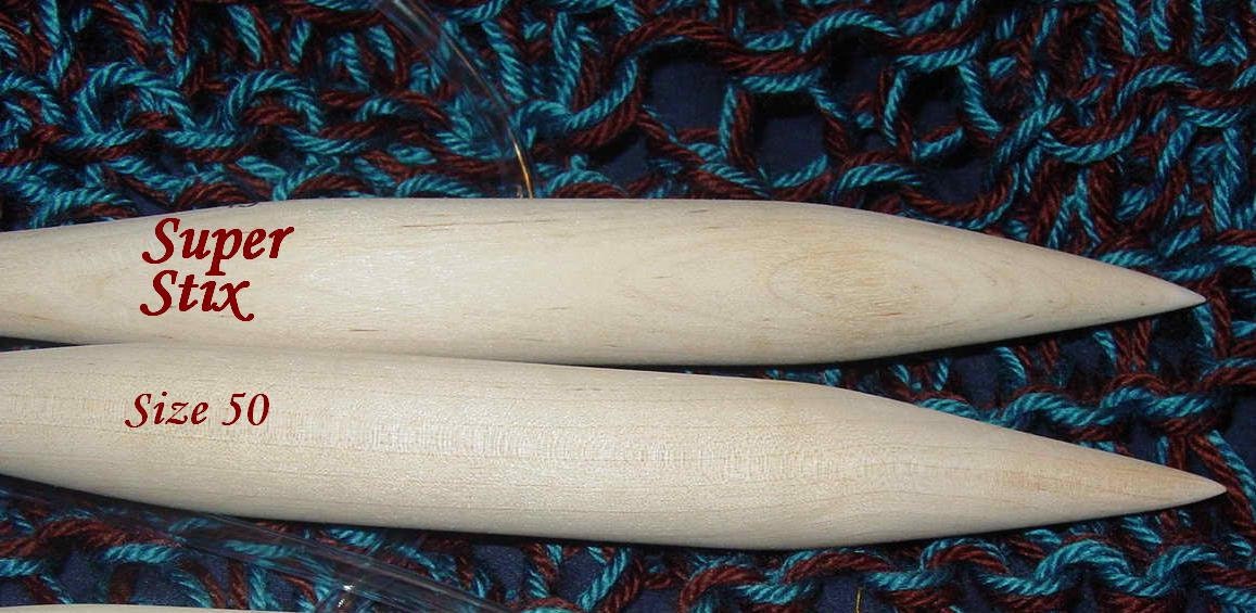 US Size 50 (25mm) Super Stix Wooden Circular Knitting Needles