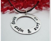 SALE -Keep Calm and Surf On Washer Necklace - Hand Stamped Sterling Silver
