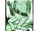 GALACTIC DRIFTER, Woodcut, Hand-printed, Limited Ed.
