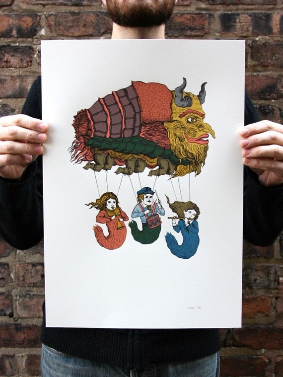 Magical Creature Sky Parade, Screenprint, Limited Ed, hand-printed