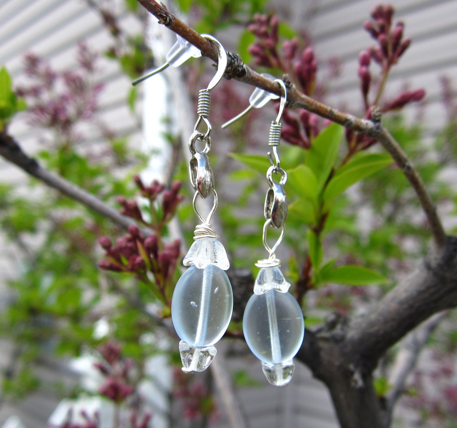 Sky Blue Sea Glass Earrings