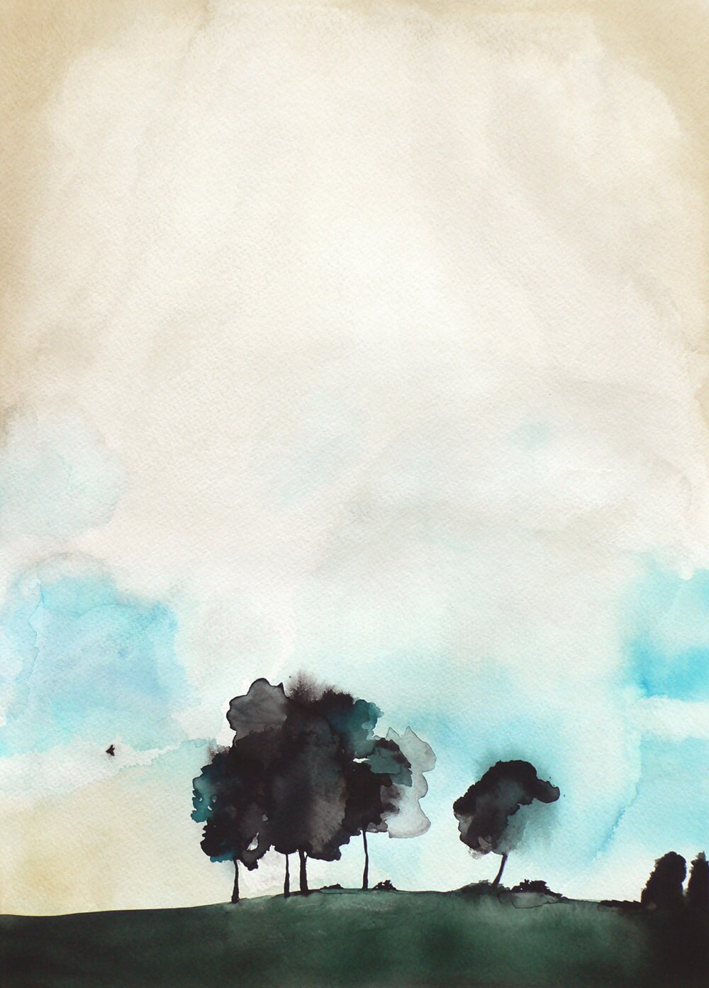30% Off SALE - Large Abstract Painting - Landscape Watercolor Painting - Fragile - 20x30 Print - Wall Decor