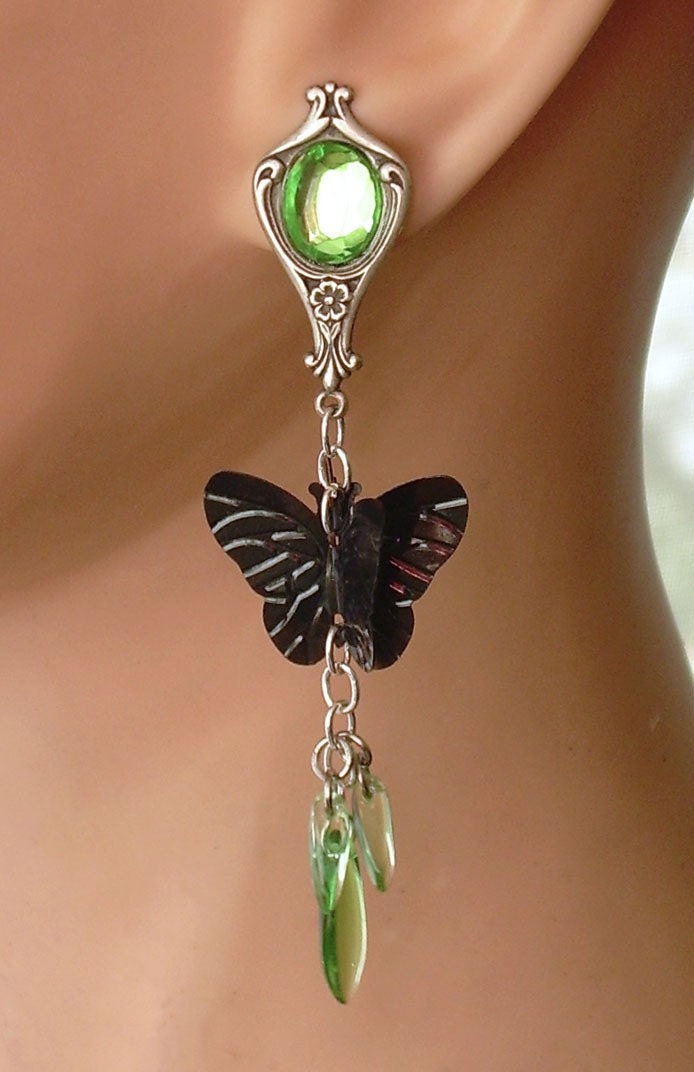 Sweet Elixir ABSINTHE gothic victorian BUTTERFLY earrings