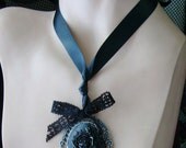 Gothic Mourning Black Rose Cameo chain Lace Satin ribbon necklace choker