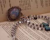 Victorian Edwardian Gothic Fantasy BUTTERFLY Fairy Spring Glass beaded NECKLACE